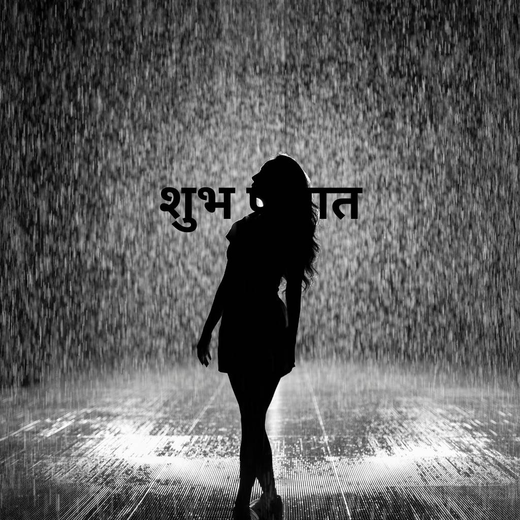 Rainy scene with good morning text.
